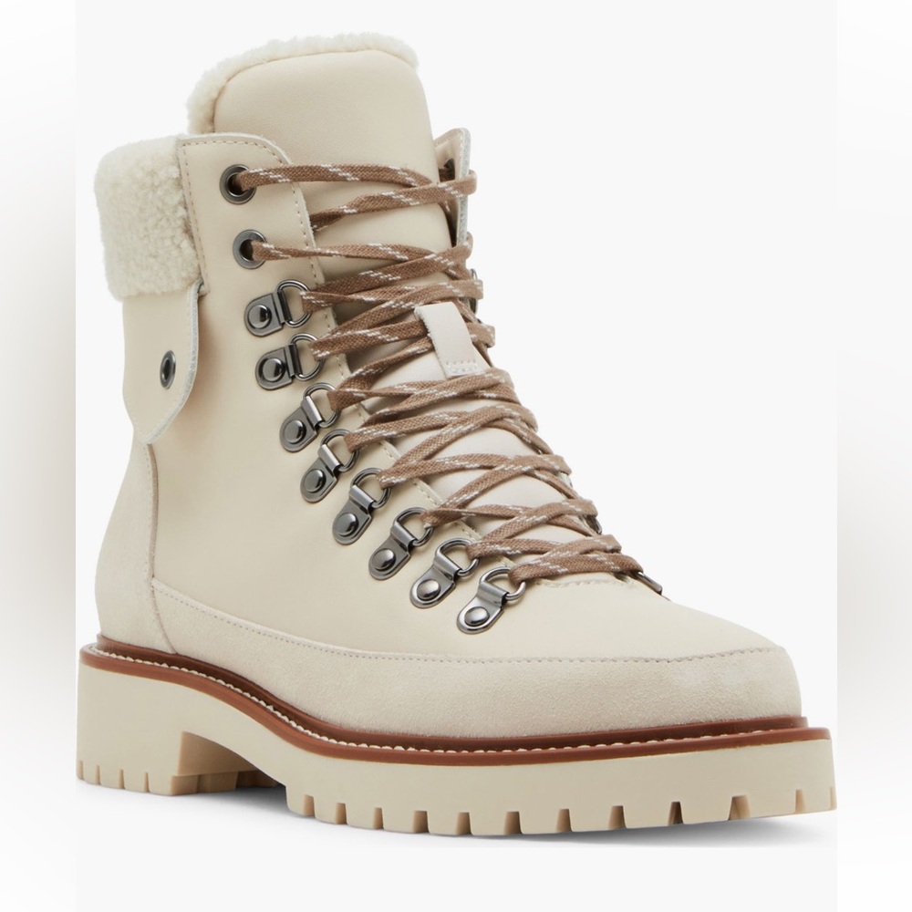 NWT! BLONDO Natasia Faux Shearling Cuff Waterproof Boot, bone leather - 9.5